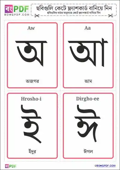 Simple Bengali Vowels Flashcards