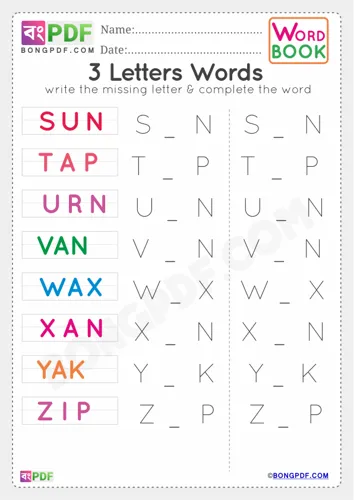 Free Learn Letters Words Worksheet Download