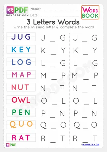 Free Learn Letters Words Worksheet Download