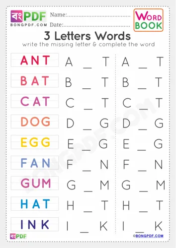 Free Learn Letters Words Worksheet Download