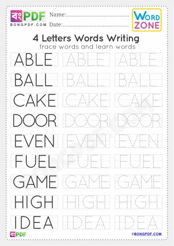 Free Learn Letters Words Worksheet Download