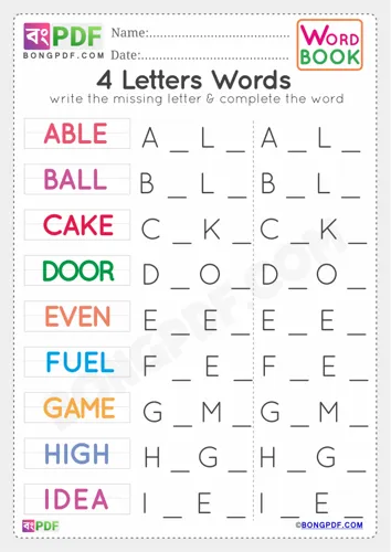 Free Learn Letters Words Worksheet Download