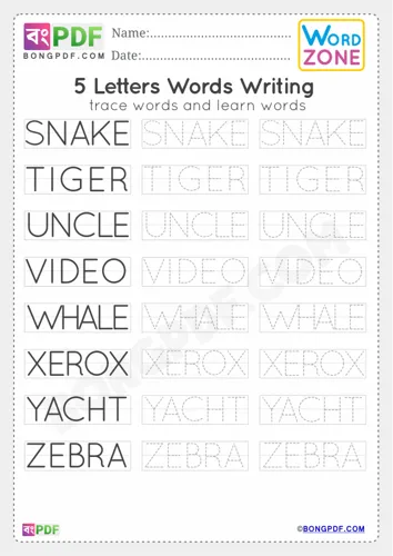 Free Learn Letters Words Worksheet Download