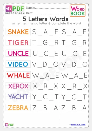 Free Learn Letters Words Worksheet Download