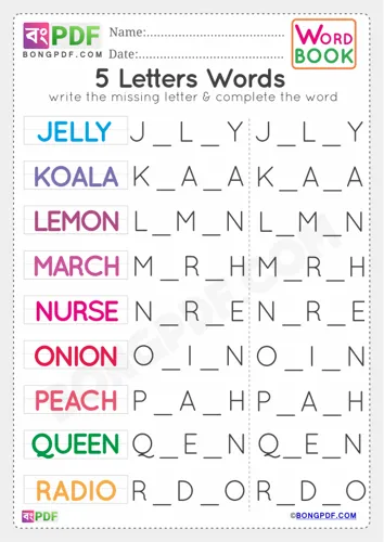 Free Learn Letters Words Worksheet Download