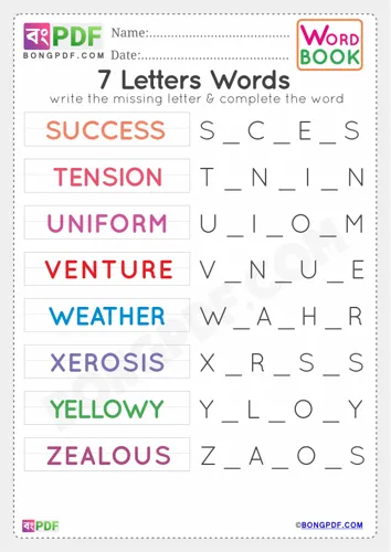 Free Learn Letters Words Worksheet Download