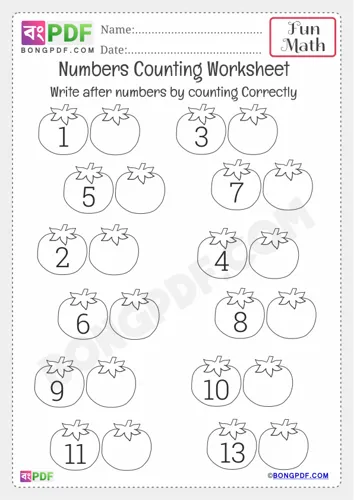 After Numbers Kindergarten Counting