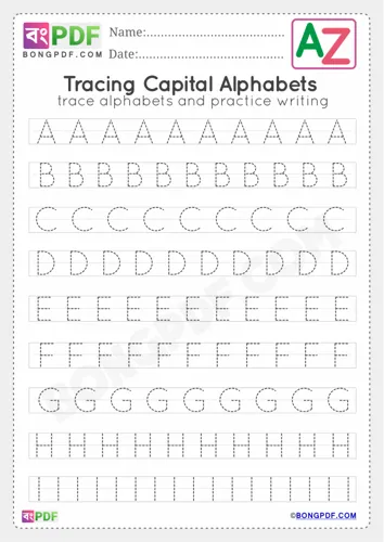 All Capital Alphabets Tracing
