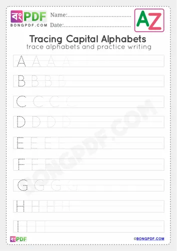 Free Learn All Capital Alphabets Tracing Worksheet Download