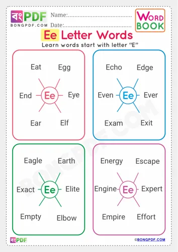 Alphabet e english words
