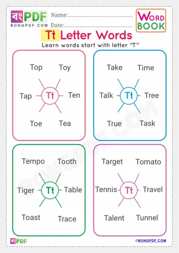 Alphabet t english words