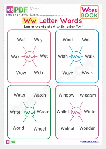 Alphabet w english words