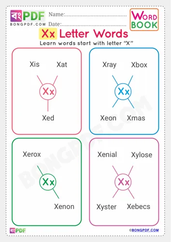 Alphabet x english words
