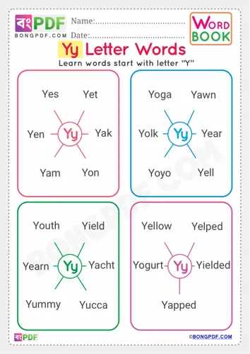 Alphabet y english words