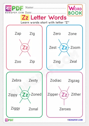 Alphabet z english words