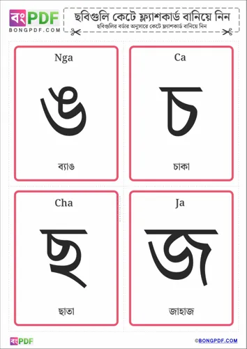 Free Learn Bengali Consonants Flashcard Worksheet Download