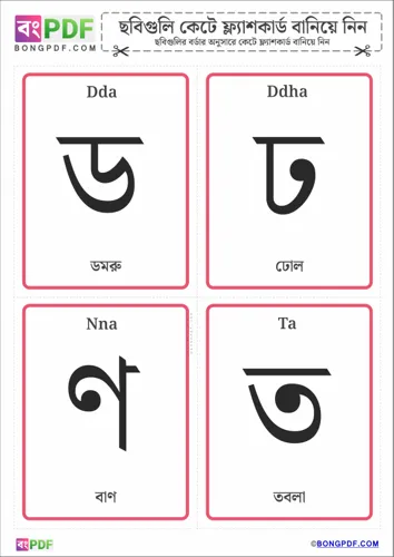 Free Learn Bengali Consonants Flashcard Worksheet Download