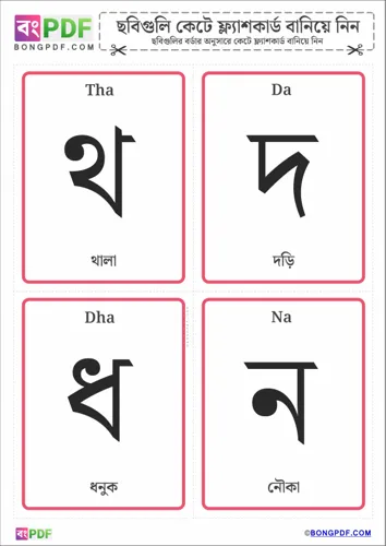 Free Learn Bengali Consonants Flashcard Worksheet Download