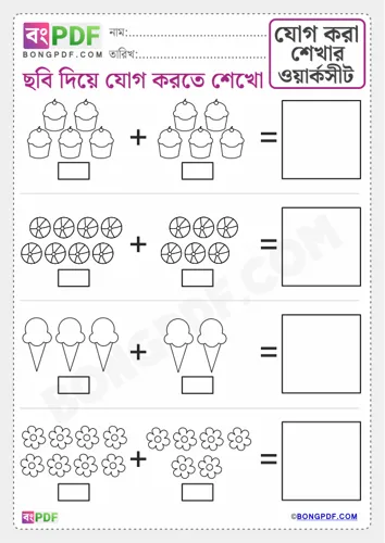 Bengali Numbers Pictures Addition