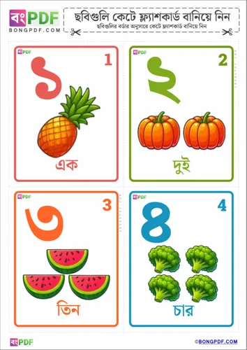 Bengali numbers pictures flashcards