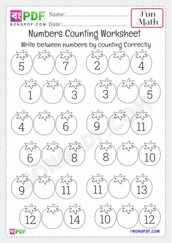 Free Learn Between Numbers Kindergarten Counting Worksheet Download