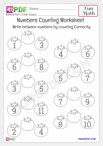 Between Numbers Kindergarten Counting