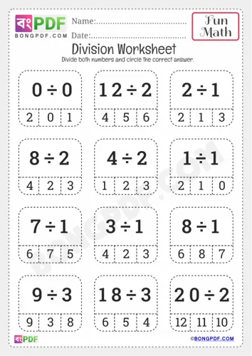 Free Learn Circle Answer Division Worksheet Download