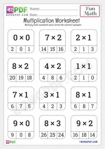 Free Learn Circle Answer Multiplication Worksheet Download