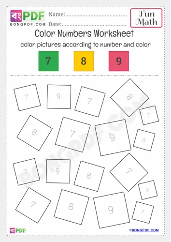 Color numbers kindergarten counting