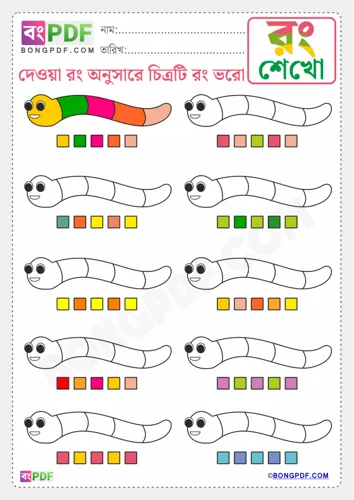 Free Learn Color The Drawing Bengali Worksheet Download