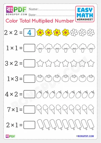 Color Total Multiplied Numbers English