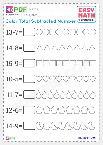Color total subtracted numbers english