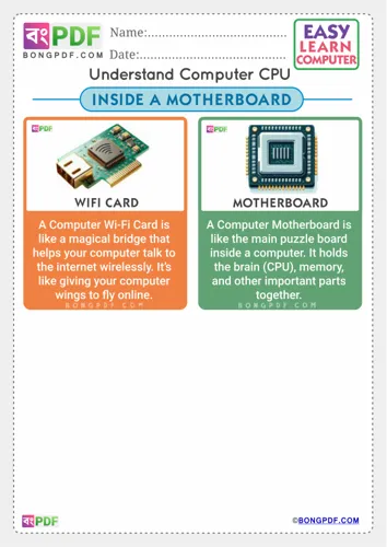 Free Learn Computer Motherboard English Worksheet Download