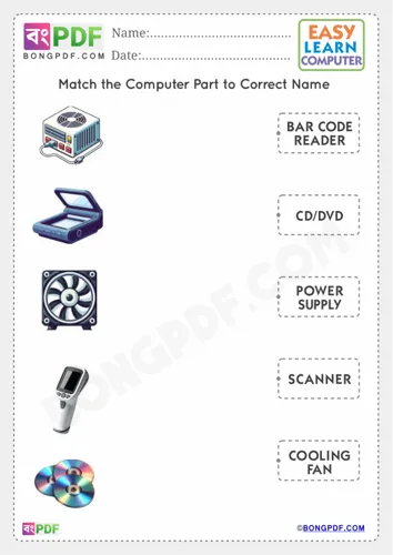 Free Learn Computer Parts Matching English Worksheet Download