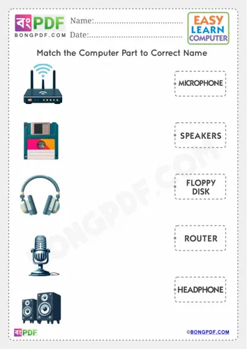 Free Learn Computer Parts Matching English Worksheet Download