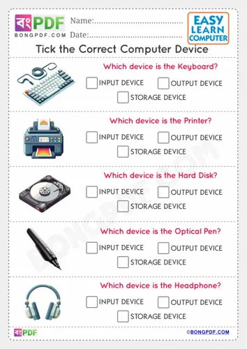 Free Learn Computer Tick Correct Device English Worksheet Download
