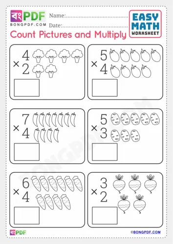 Free Learn Count Pictures And Multiply English Worksheet Download