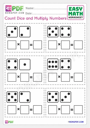 Free Learn Dice Multiplication English Worksheet Download
