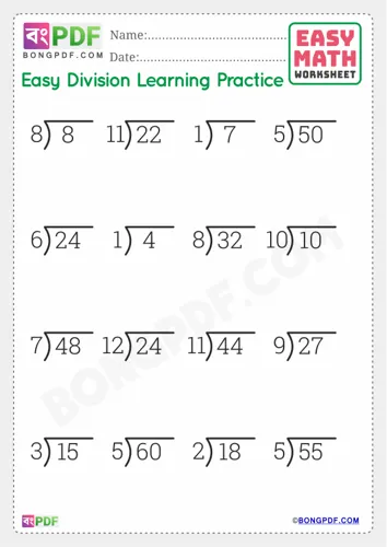 English Division Worksheets