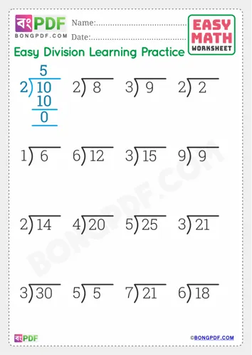 Free Learn English Division Worksheet Download