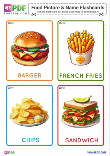Free Learn English Food Pictures Flashcards Worksheet Download