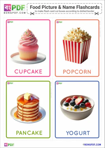Free Learn English Food Pictures Flashcards Worksheet Download