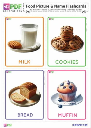 Free Learn English Food Pictures Flashcards Worksheet Download