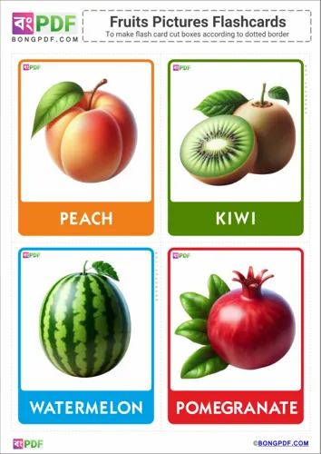 Free Learn English Fruits Pictures Flashcards Worksheet Download