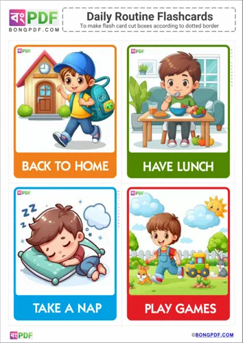 English kids daily routine flashcards