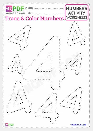 Free Learn English Number Tracing Worksheet Download