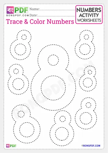 Free Learn English Number Tracing Worksheet Download