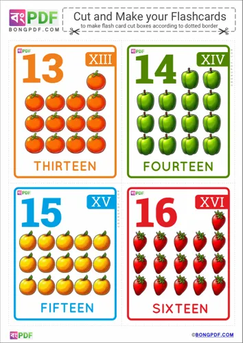 Free Learn English Numbers Pictures Flashcards Worksheet Download