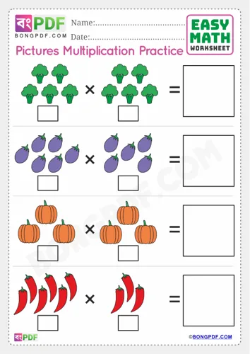 Free Learn English Numbers Pictures Multiplication Worksheet Download