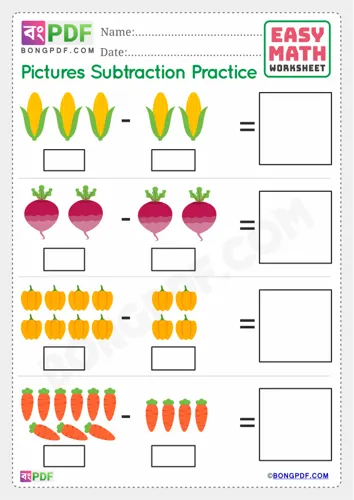 English Numbers Pictures Subtraction